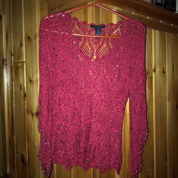 The Limited Sweaters - The Limited Handknit Dark Red Top SZ M
